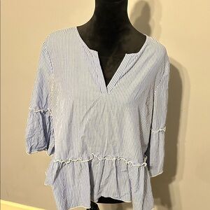 Ivanka Trump Blue and White Striped Blouse